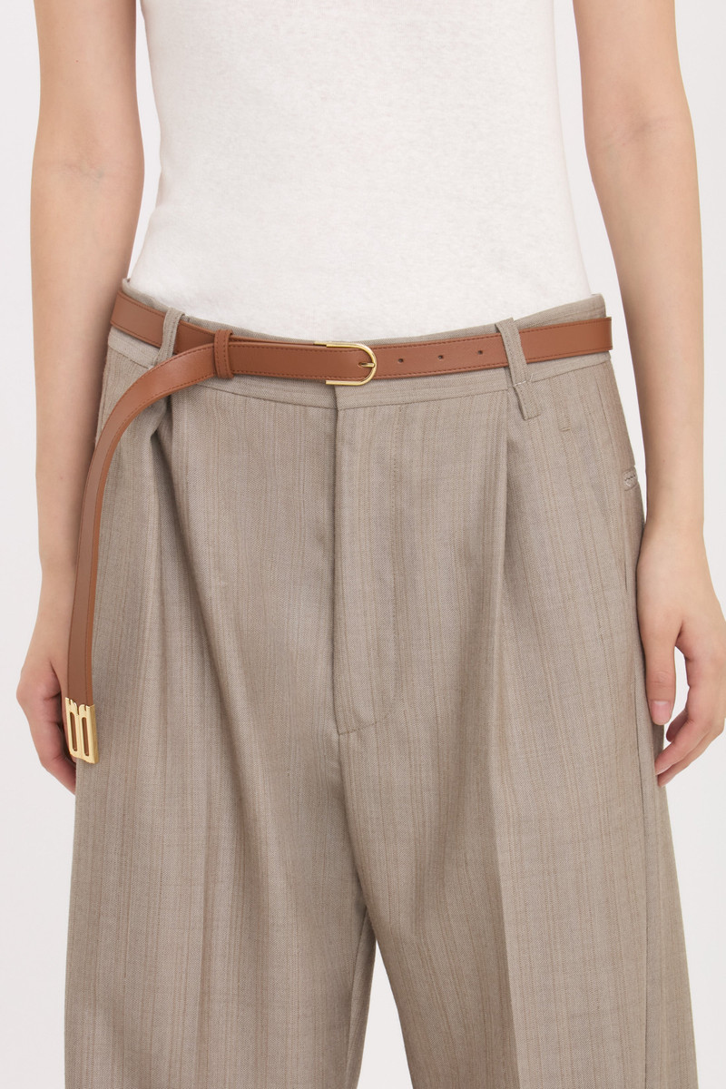 Victoria Beckham Dorian B Finite Belt In Dark Tan Soft Leather outlook
