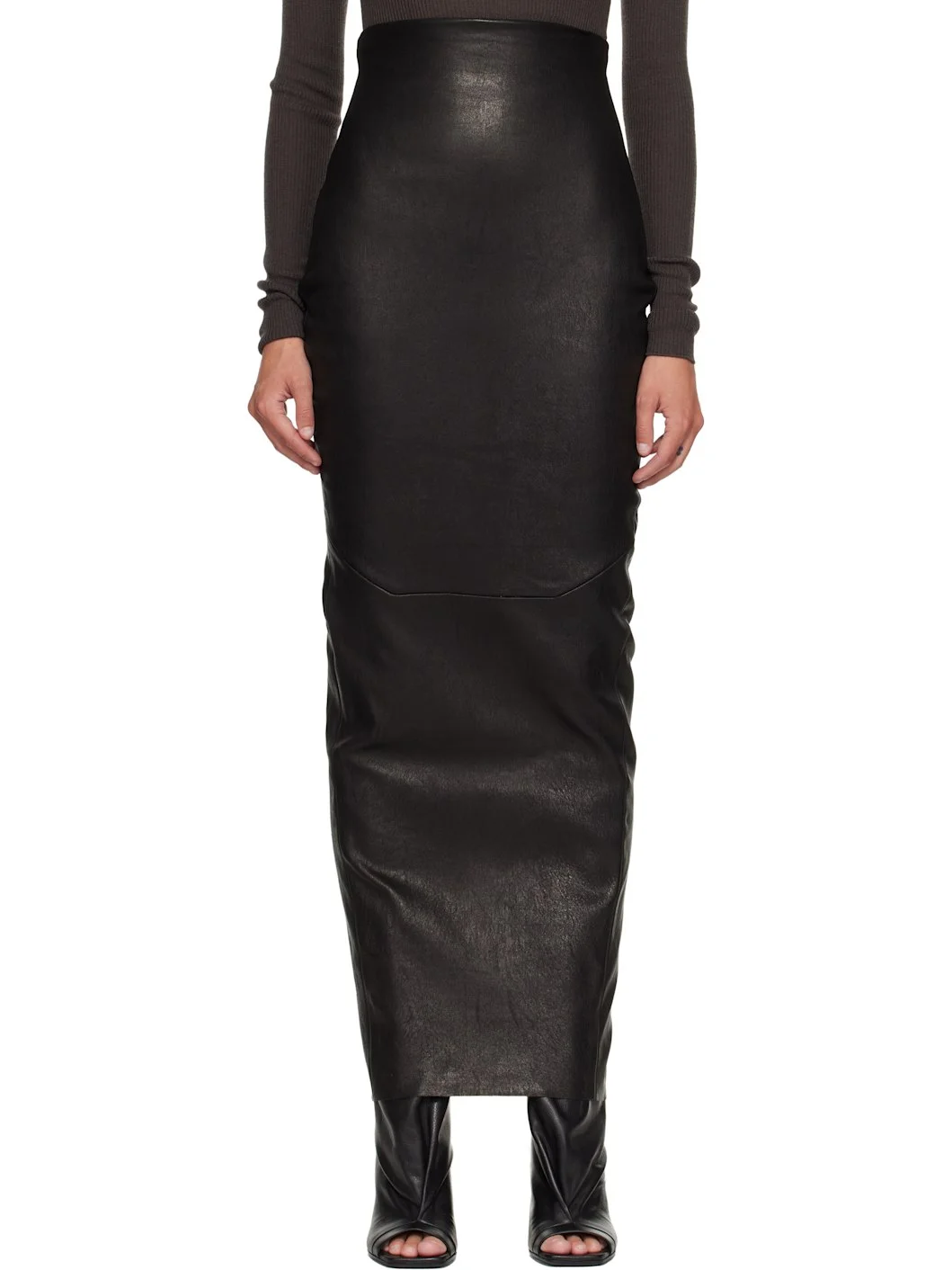 Black Tower Dirt Pillar Leather Maxi Skirt - 1