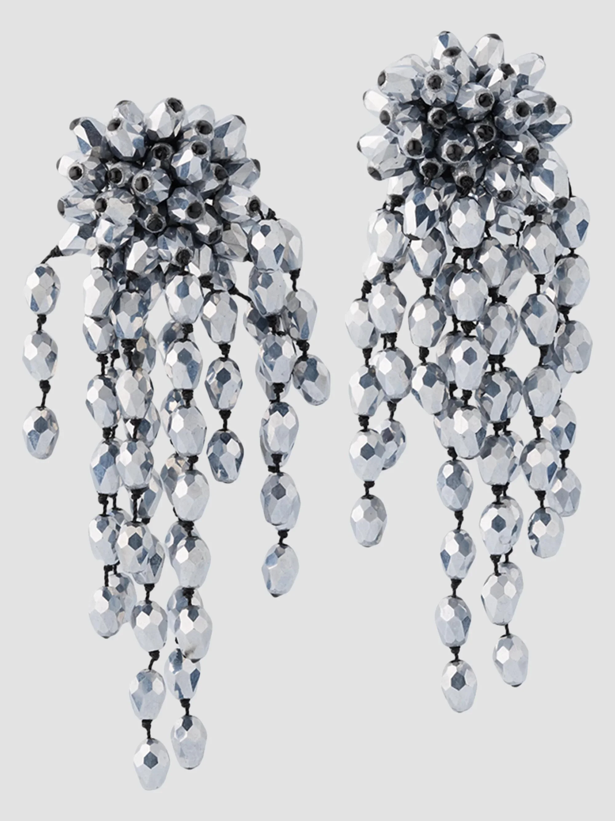 Women's Beaded Clip-On Earrings - Anthracite Silver - 1