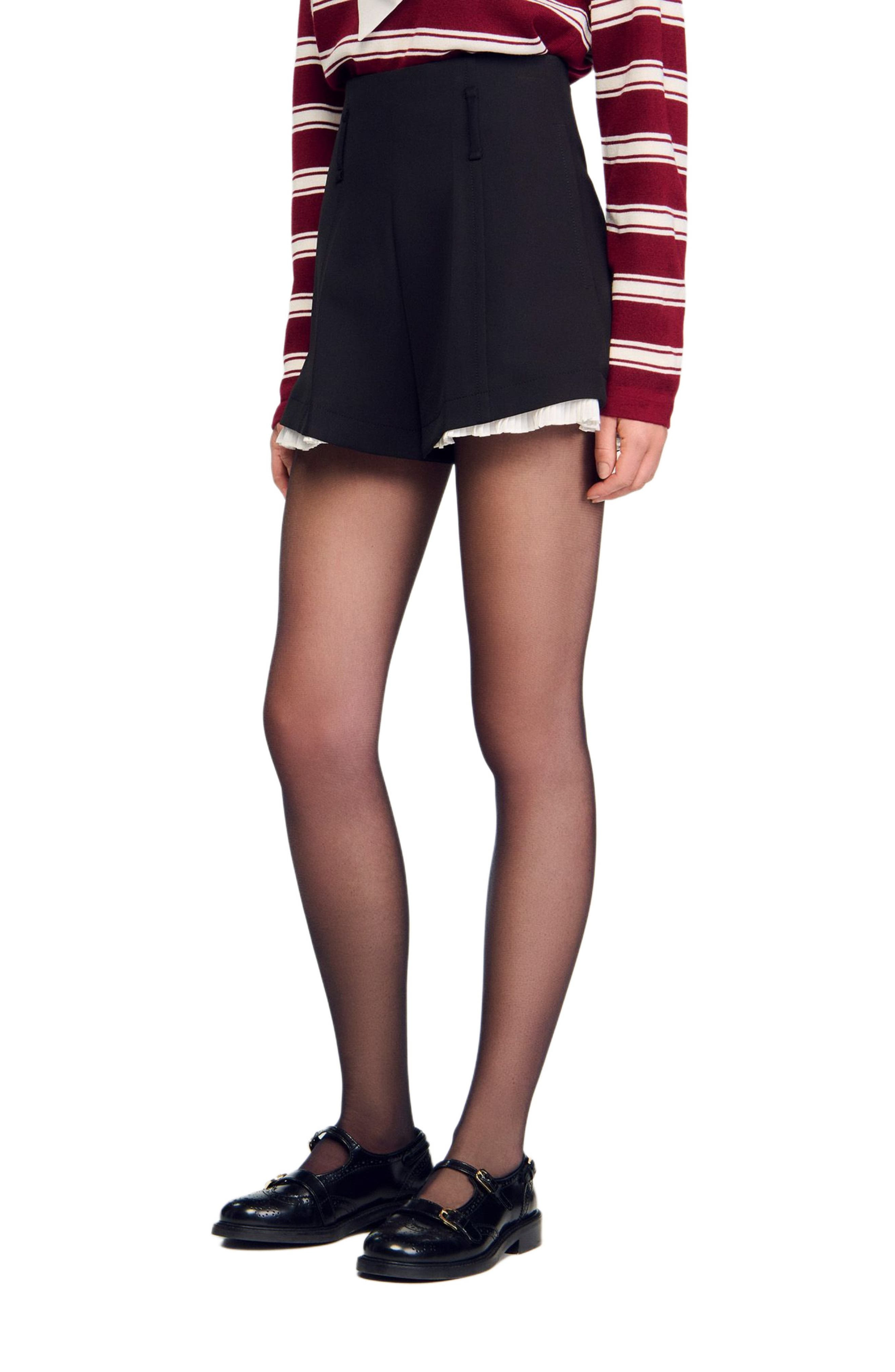 SANDRO Tailored flounced shorts in Black at Nordstrom - 3