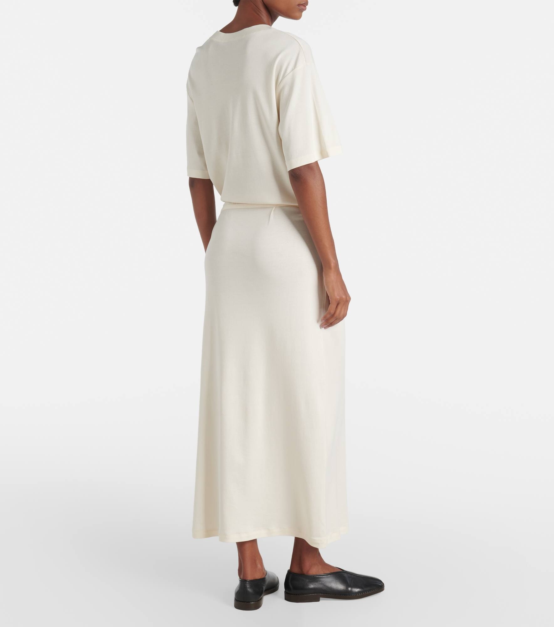 Belted cotton jersey midi dress - 3