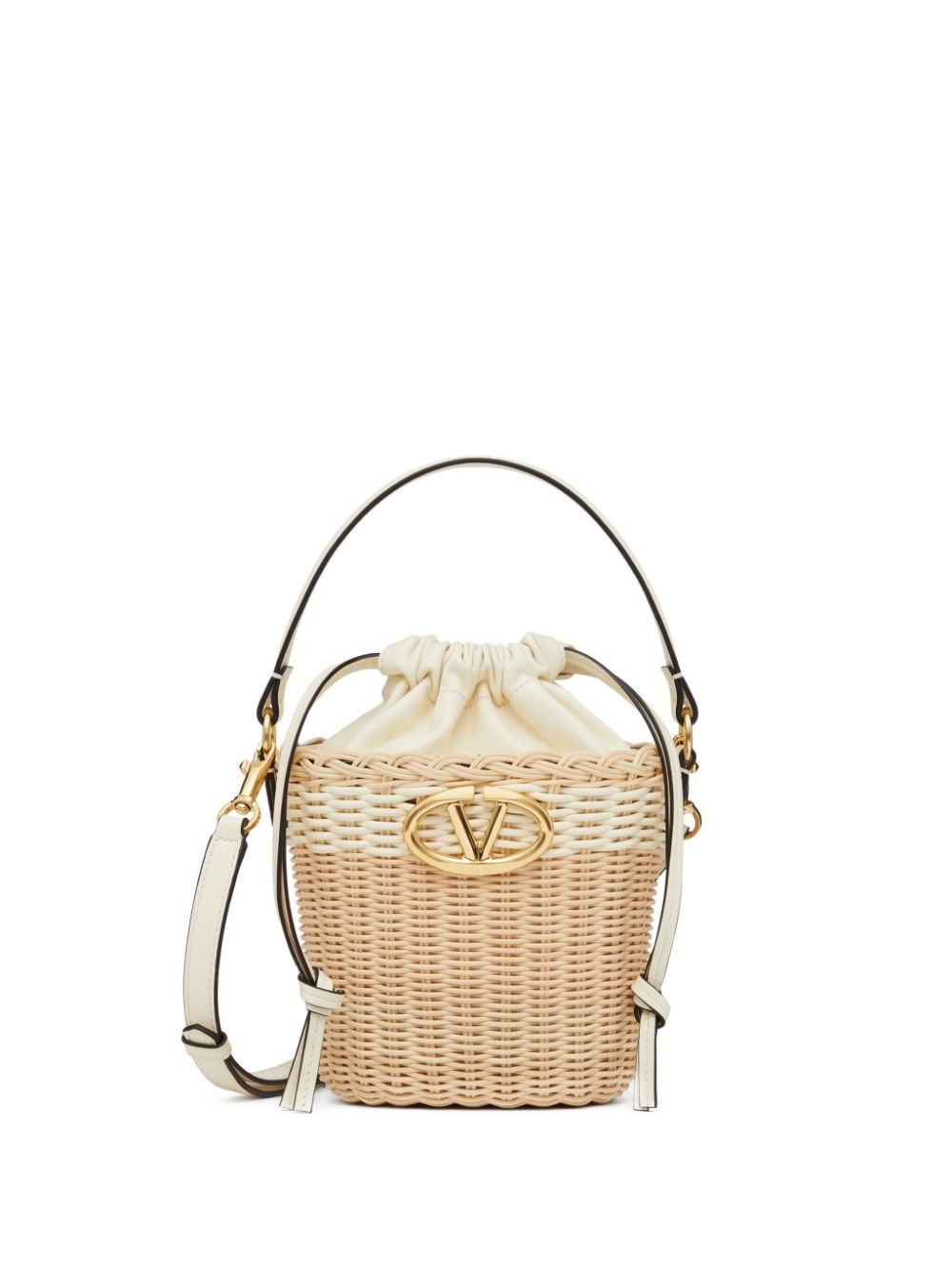 VLogo Signature wicker bucket bag - 1