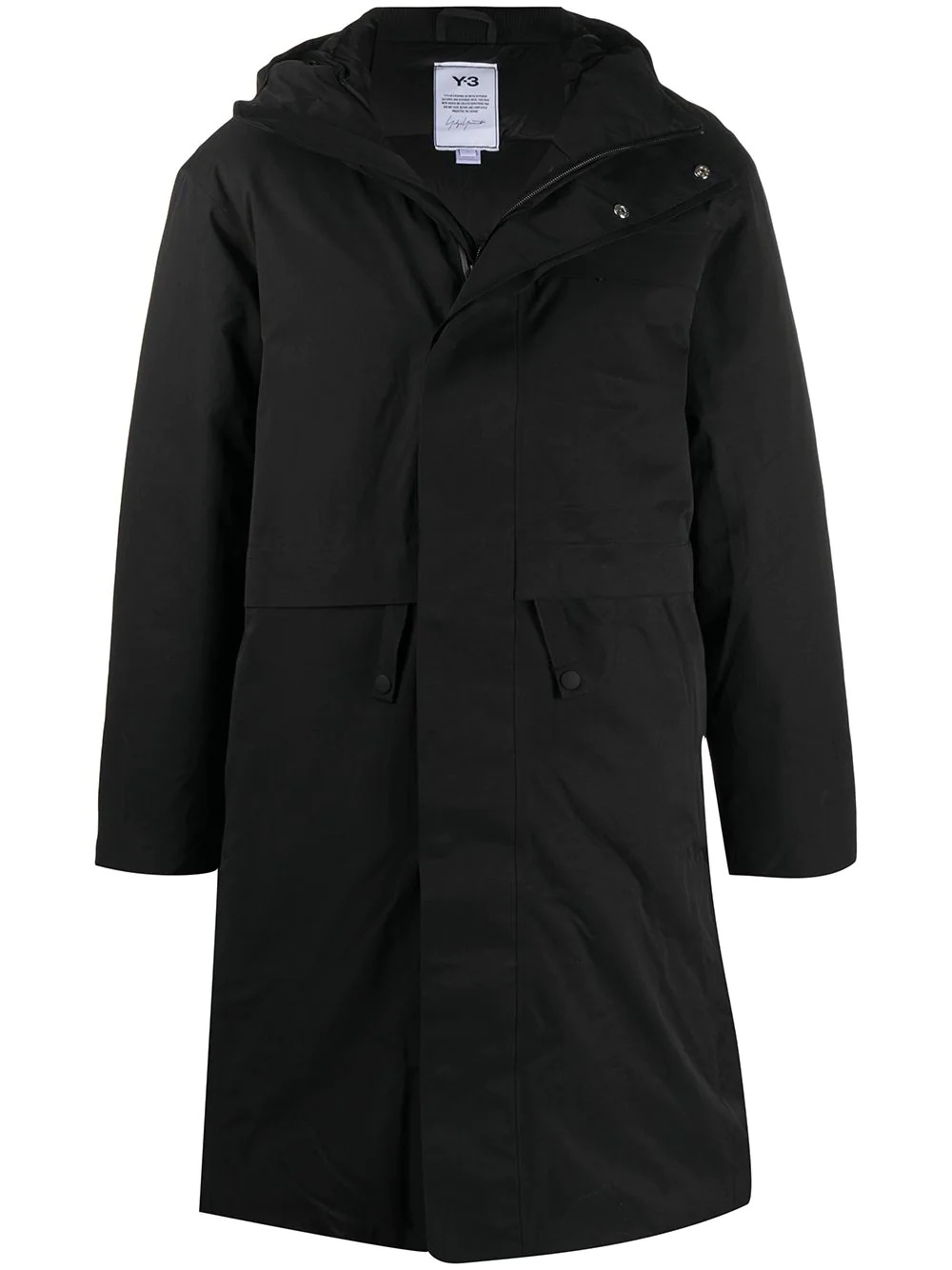 unisex hooded mid-length parka - 1