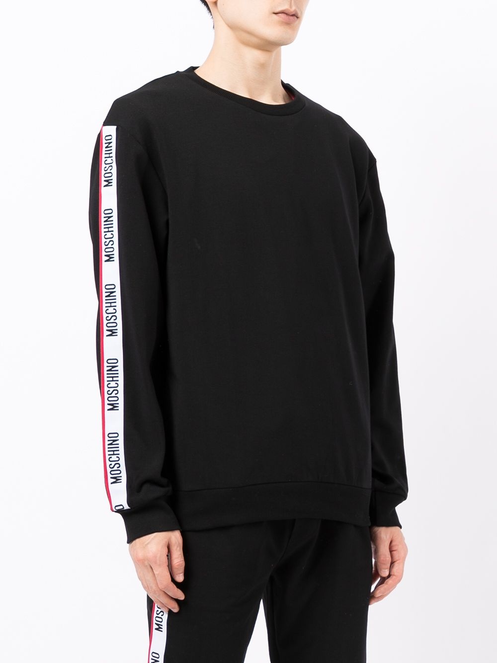 logo-tape cotton sweatshirt - 3