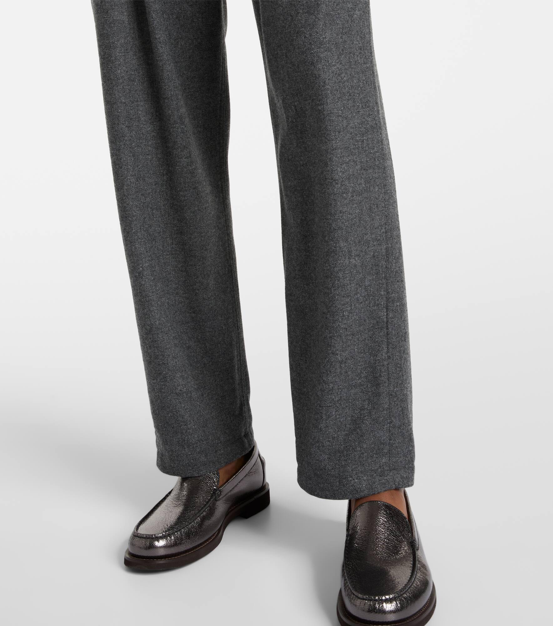 Cropped wool and cashmere straight pants - 5