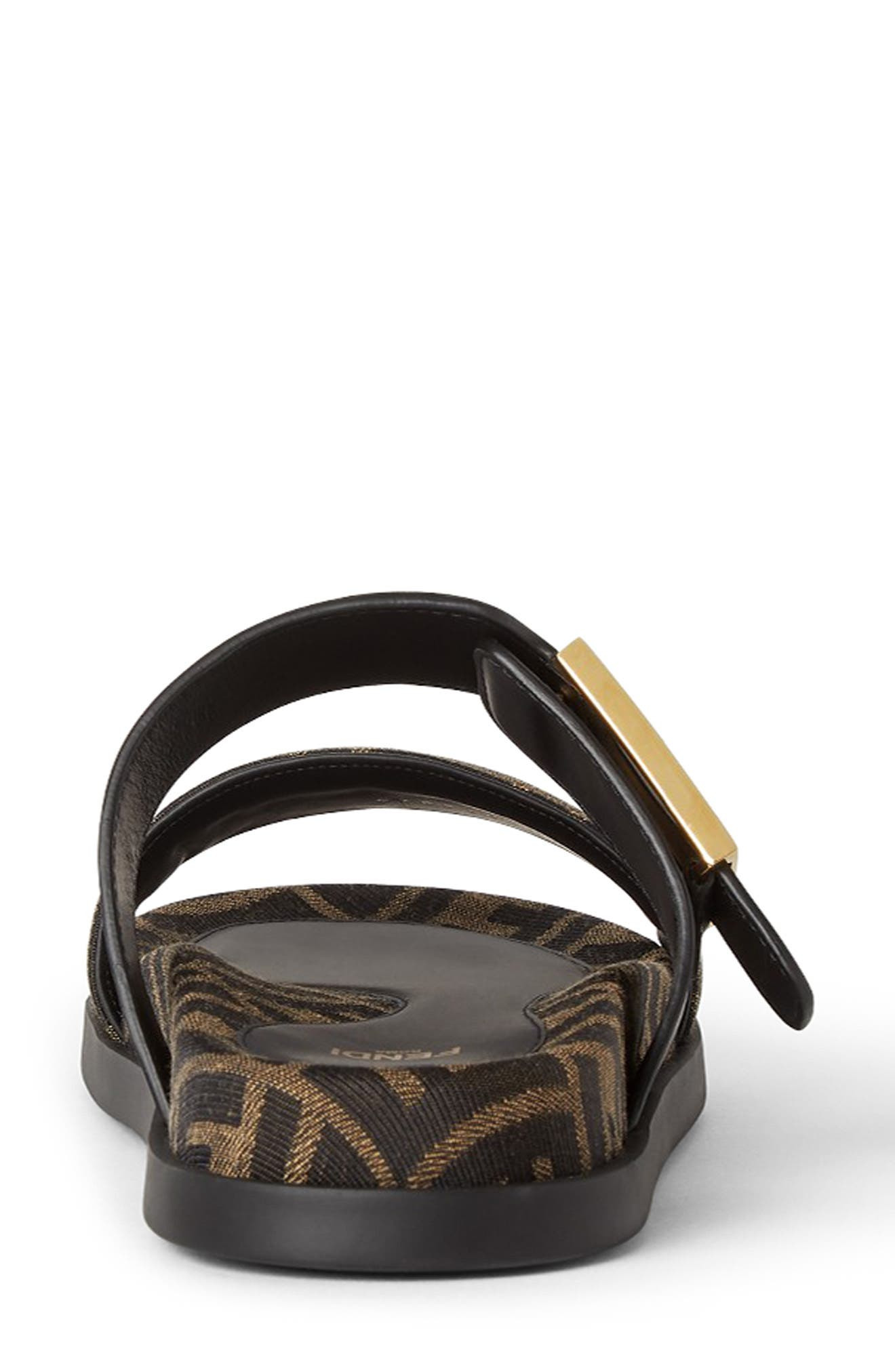 Fendi Feel FF Double Band Slide Sandal in Tabacco Nero/Nero at Nordstrom - 4