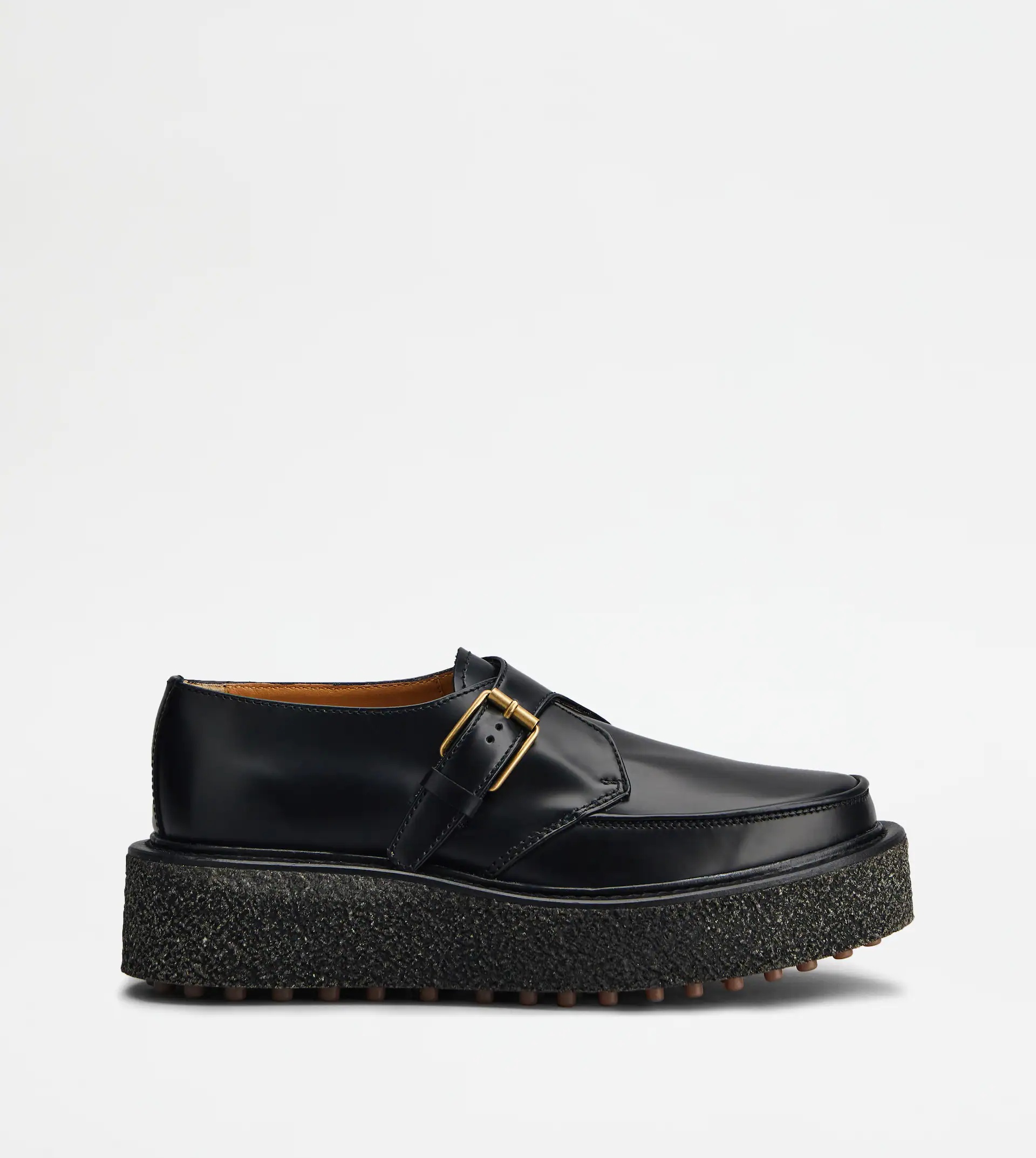 PLATFORM MONKSTRAP IN LEATHER - BLACK - 1