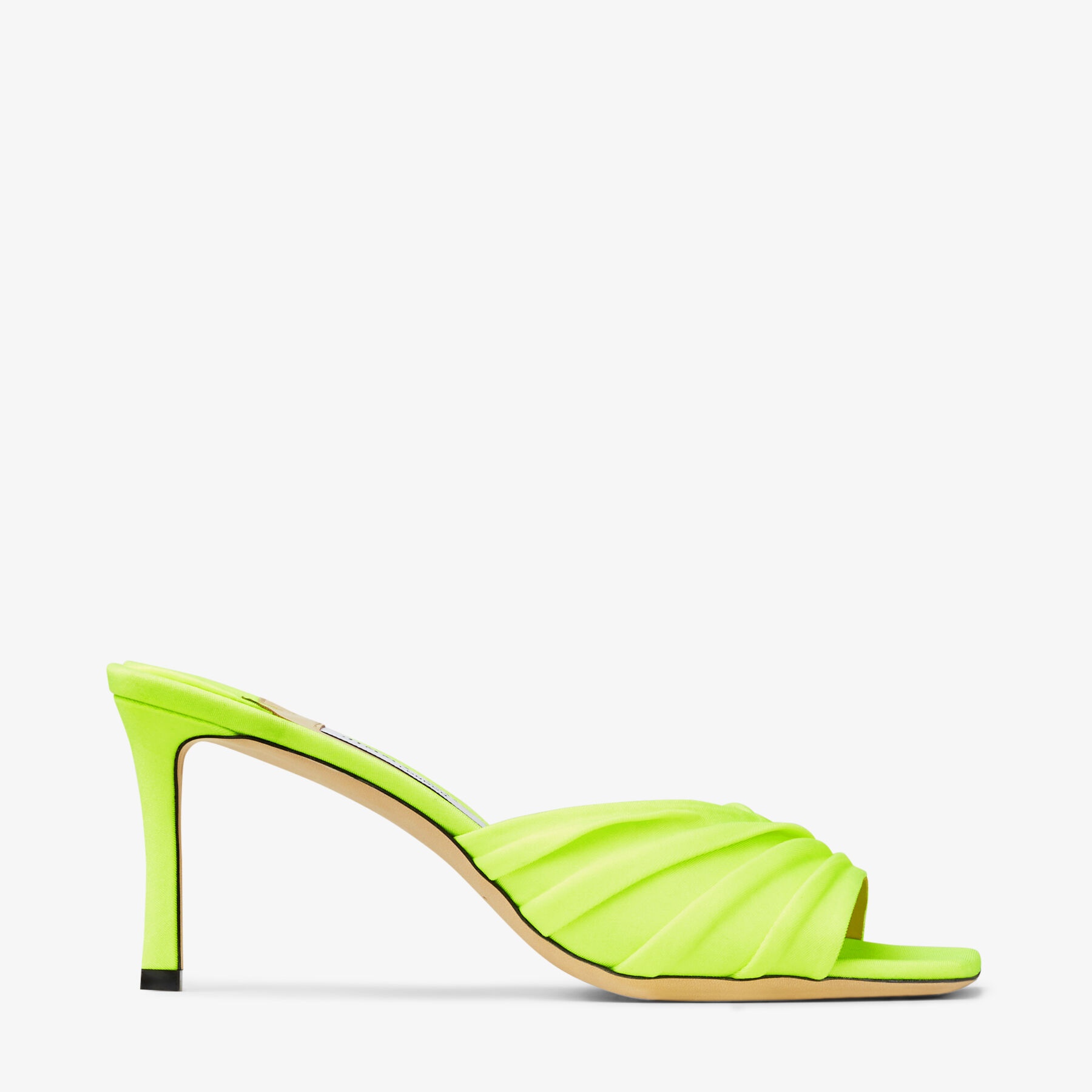 Basil Mule 75
Neon Apple Green Glossy Jersey Mules - 1