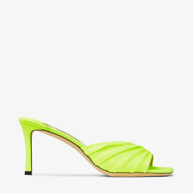 Basil Mule 75 Neon Apple Green Glossy Jersey Mules - 1