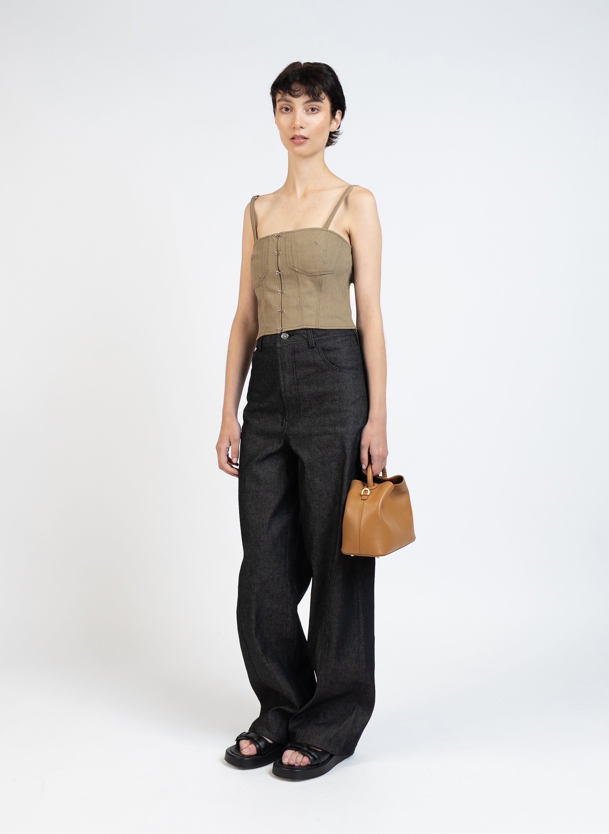 Denim Bustier Top/Khaki - 3