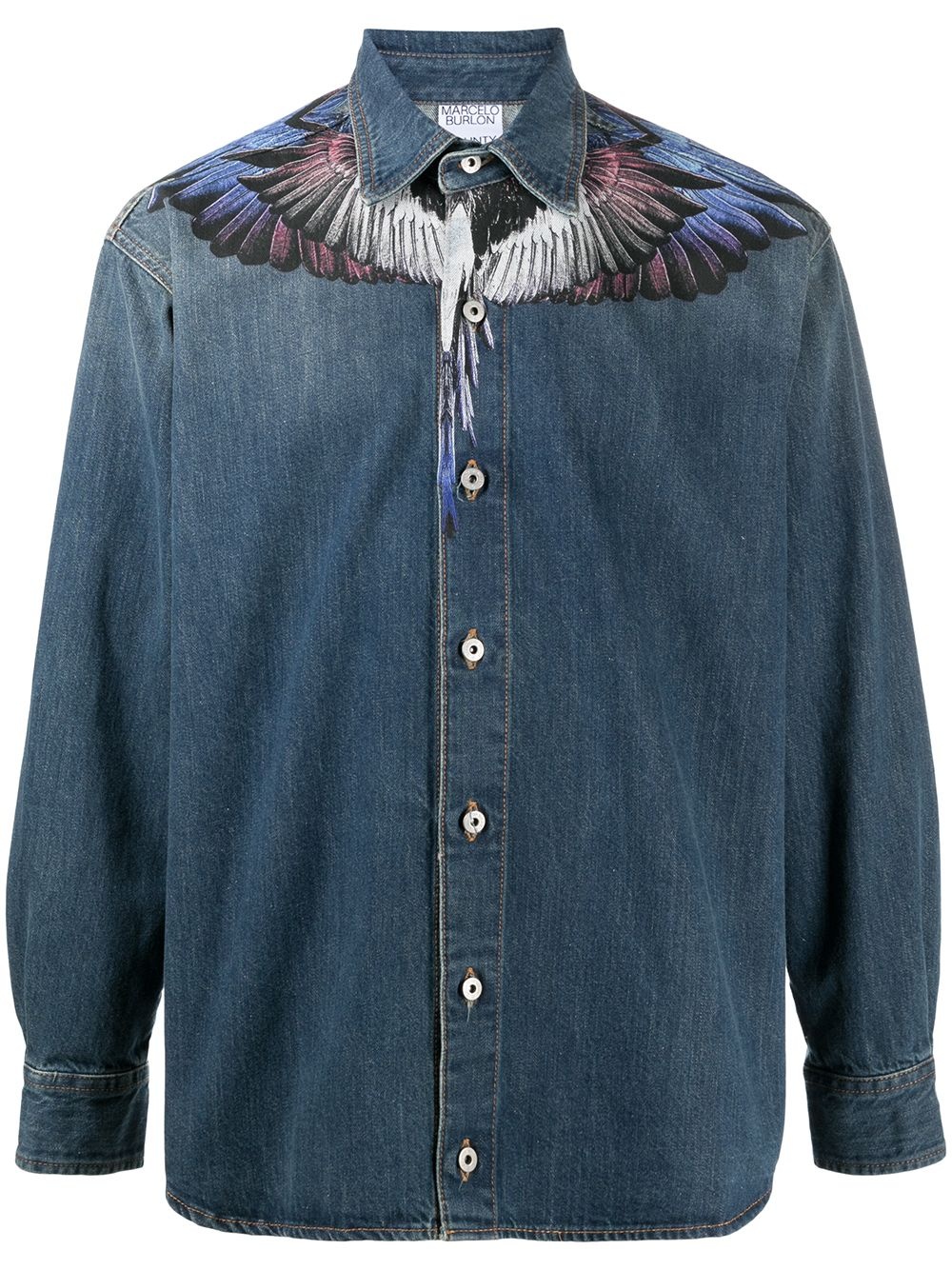 Wings long-sleeve denim shirt - 1