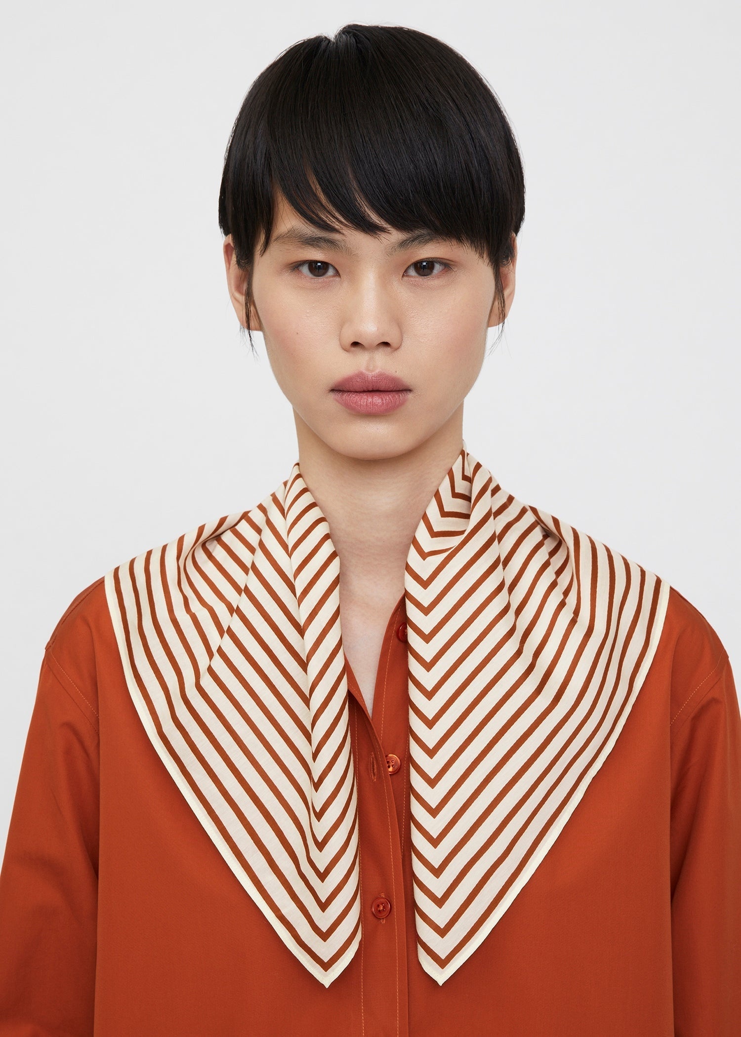 Signature monogram silk cotton scarf bloody mary - 1