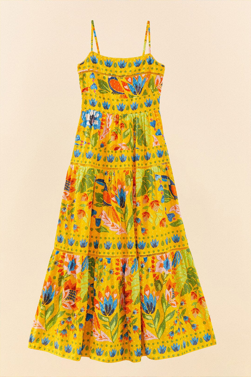 Yellow Summer Garden Sleeveless Maxi Dress 6