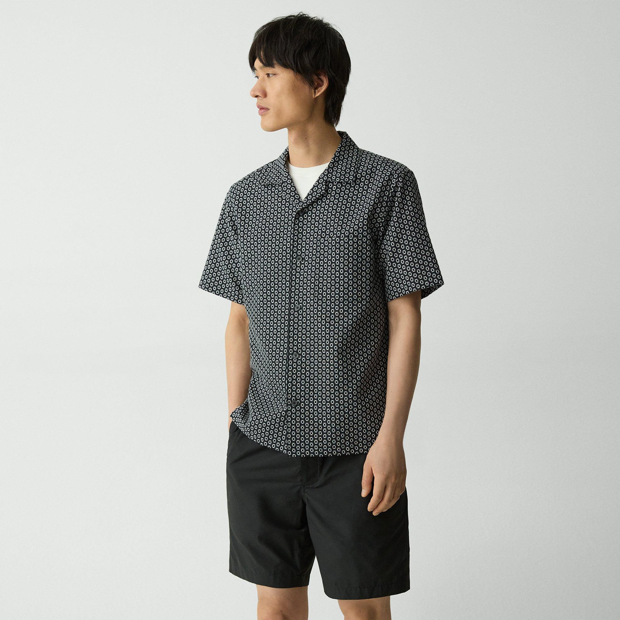 Noll Camp Shirt in Geometric Cotton - 3