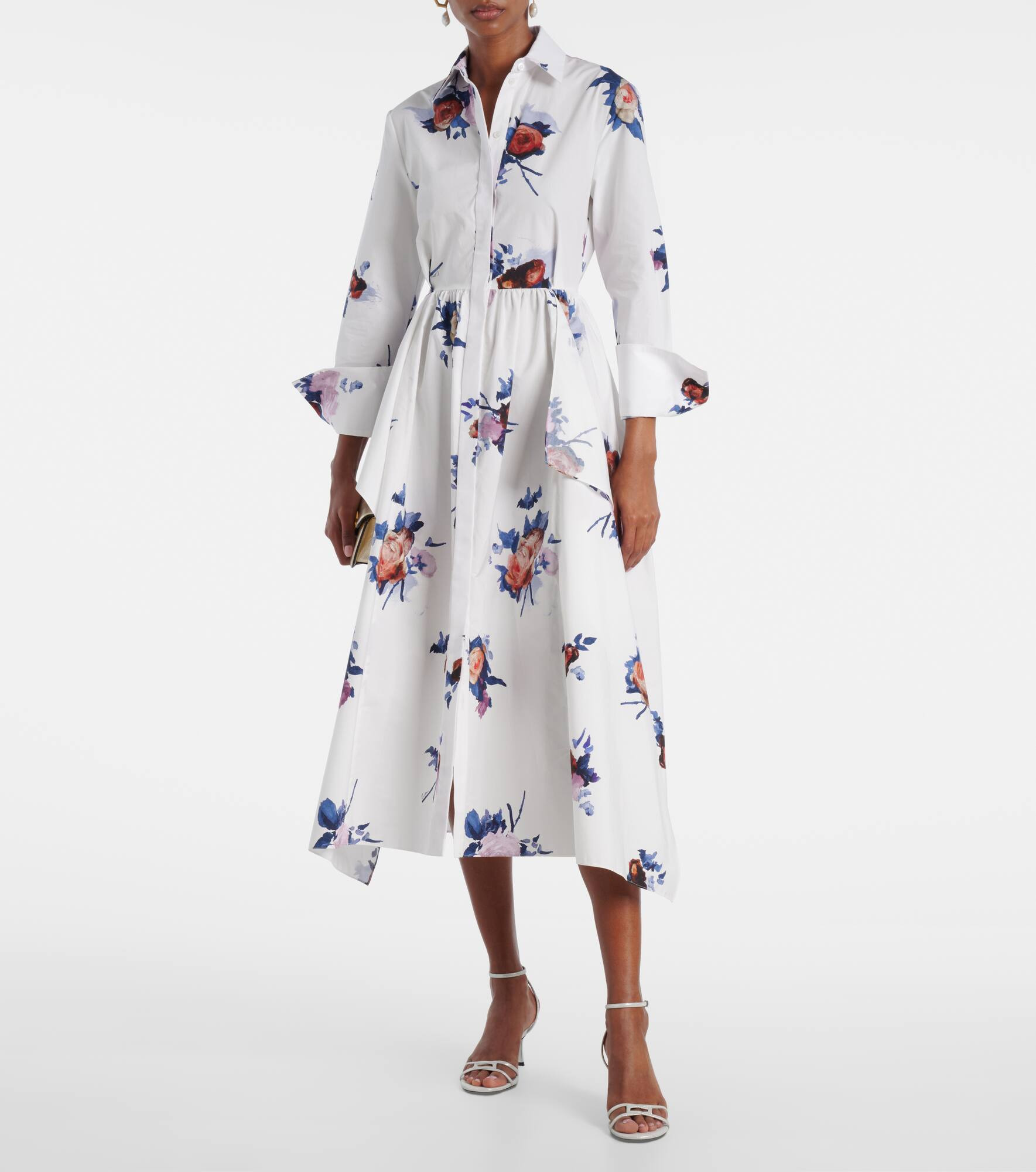 Floral cotton poplin shirt dress - 2
