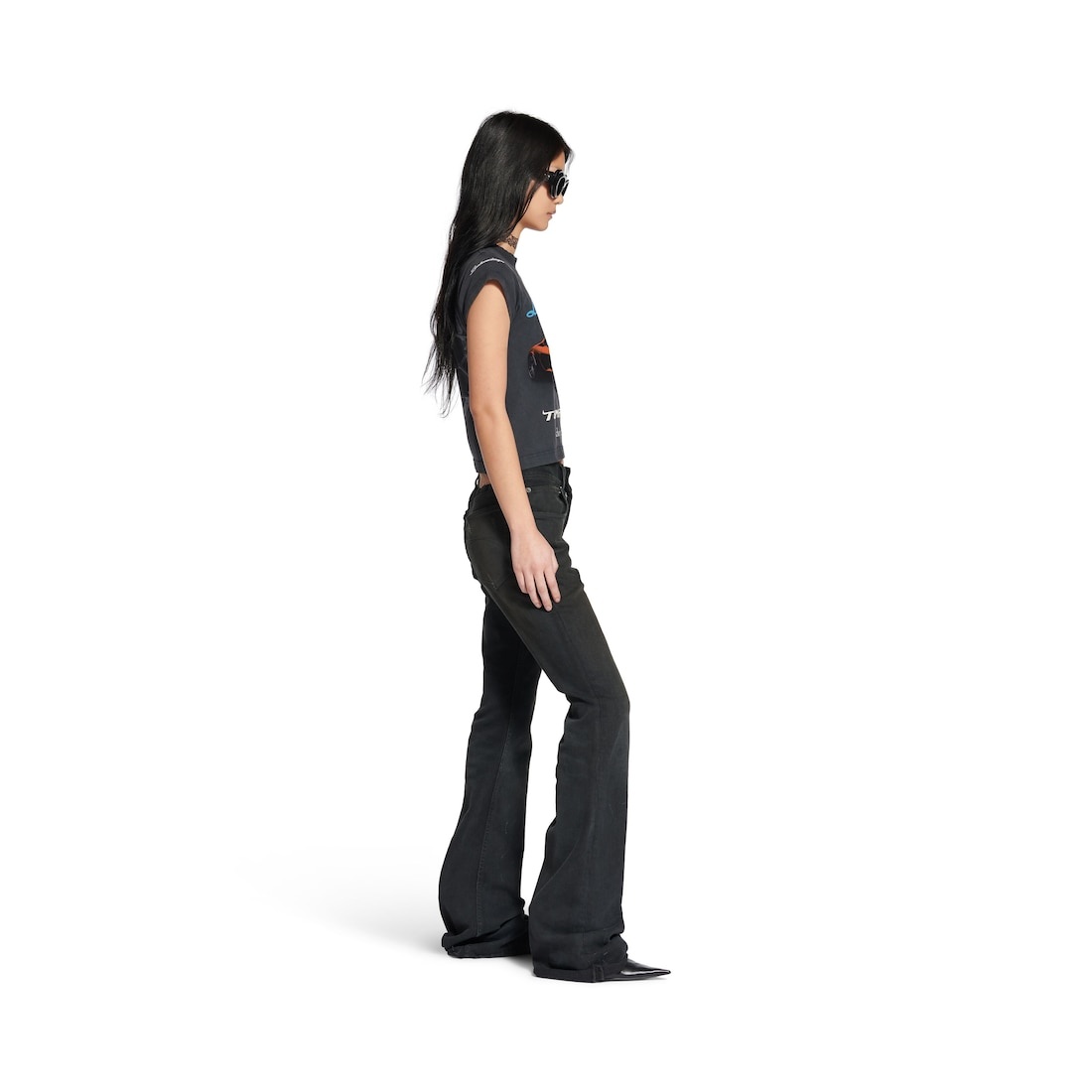 Women's Balenciaga I Automobili Lamborghini Shrunk T-shirt in Black Faded - 3