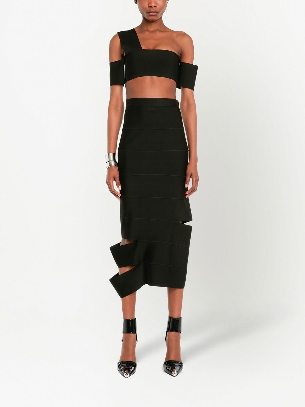 cut-out panelled pencil skirt - 2