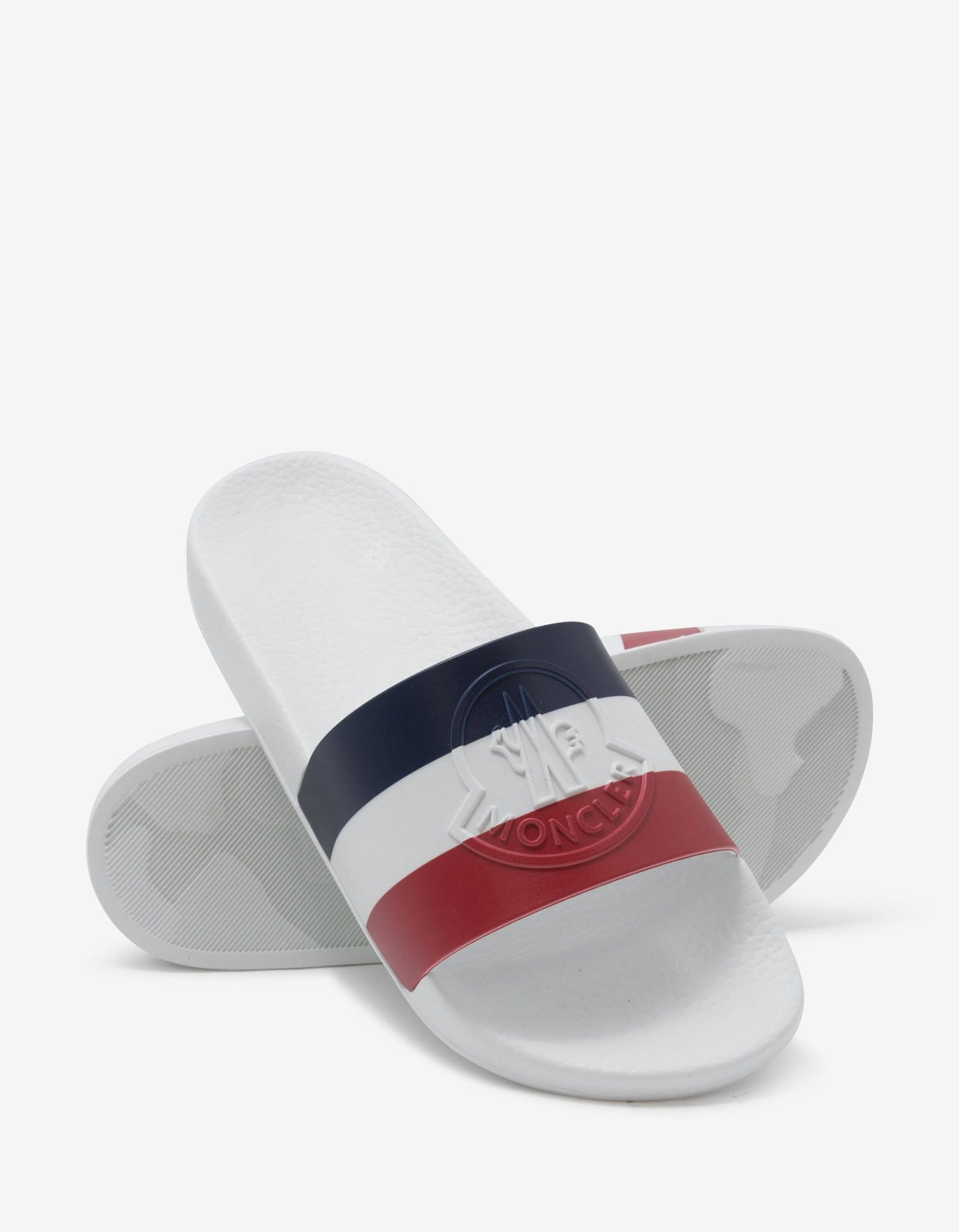 Moncler Basile White Tricolour Logo Slide Sandals - 6
