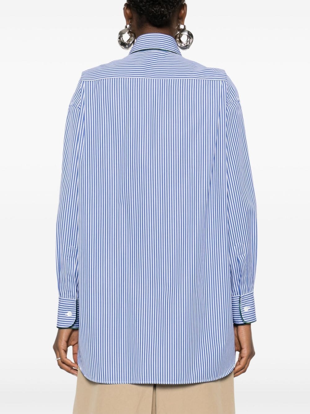 logo-embroidered striped cotton shirt - 4