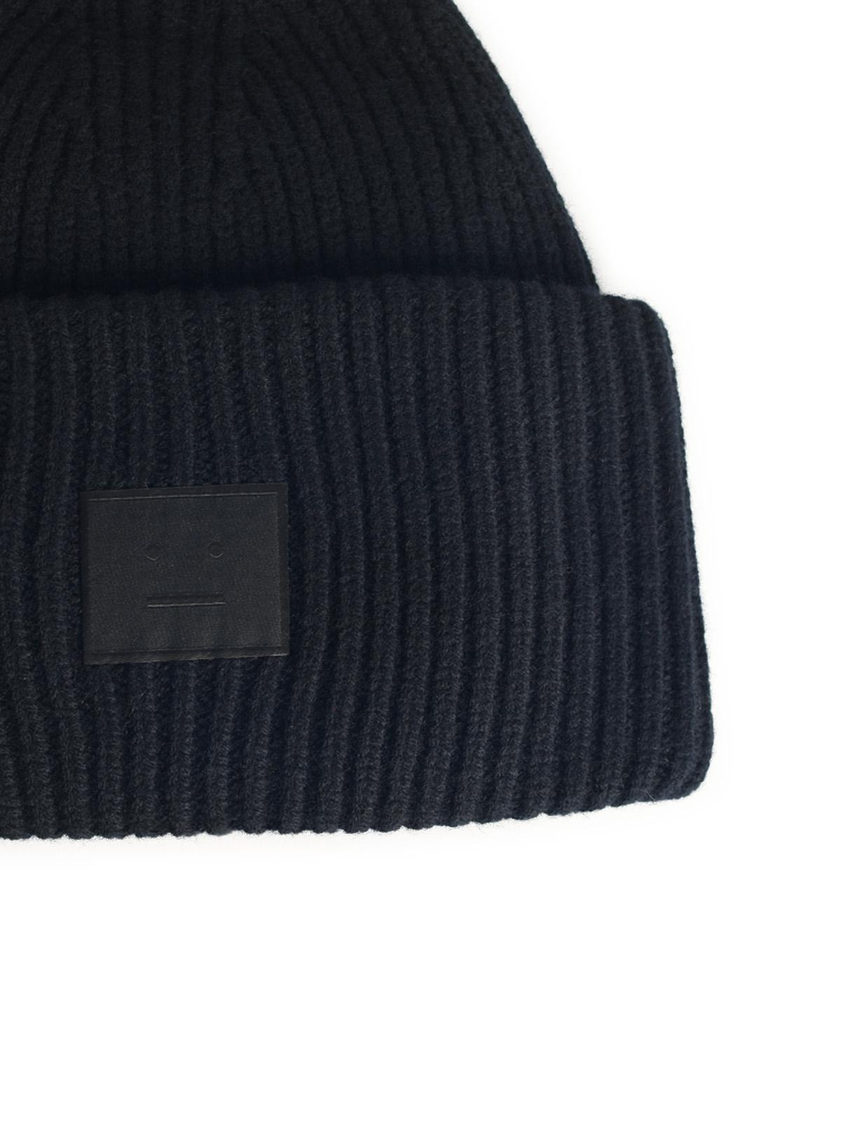 Acne Studios Black Wool Blend Beanie Men - 3