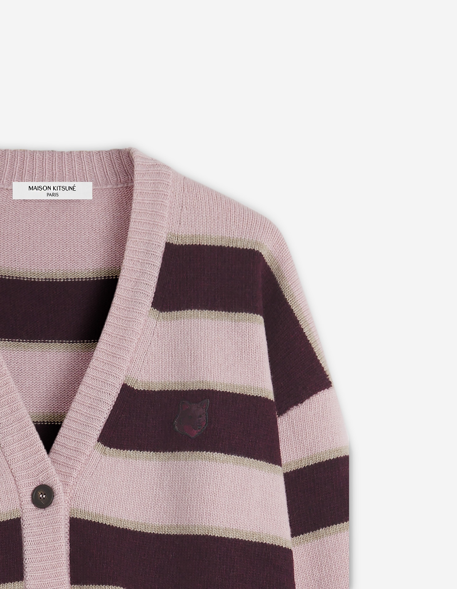 BOLD FOX HEAD PATCH STRIPED CARDIGAN - 7