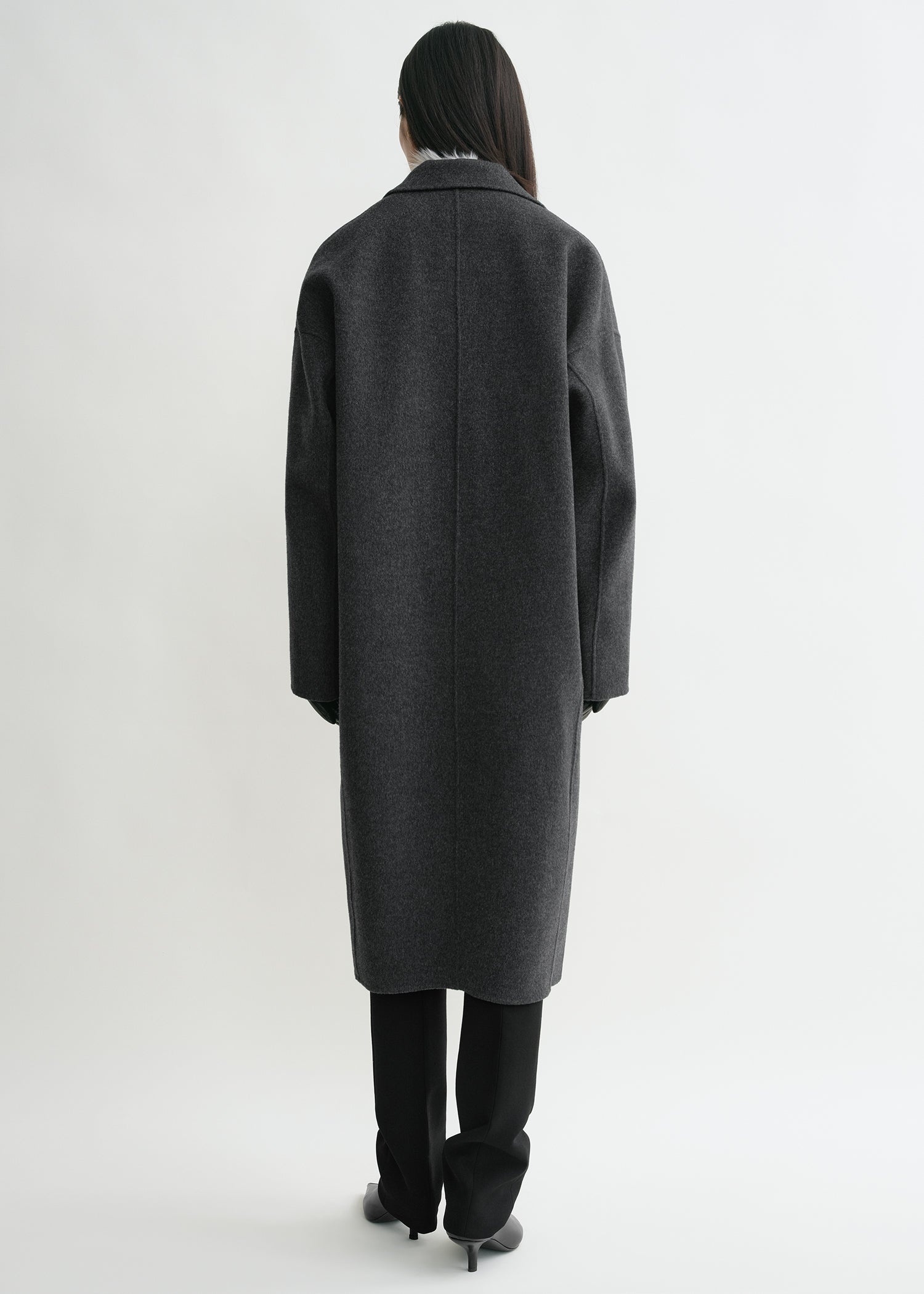 Doublé cocoon coat charcoal melange - 4
