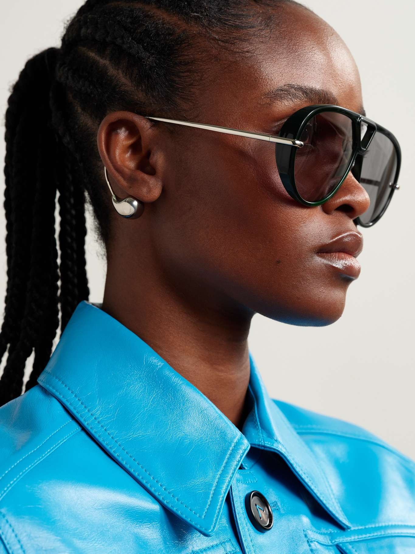 Embellished aviator-style recycled-acetate and silver-tone sunglasses - 5