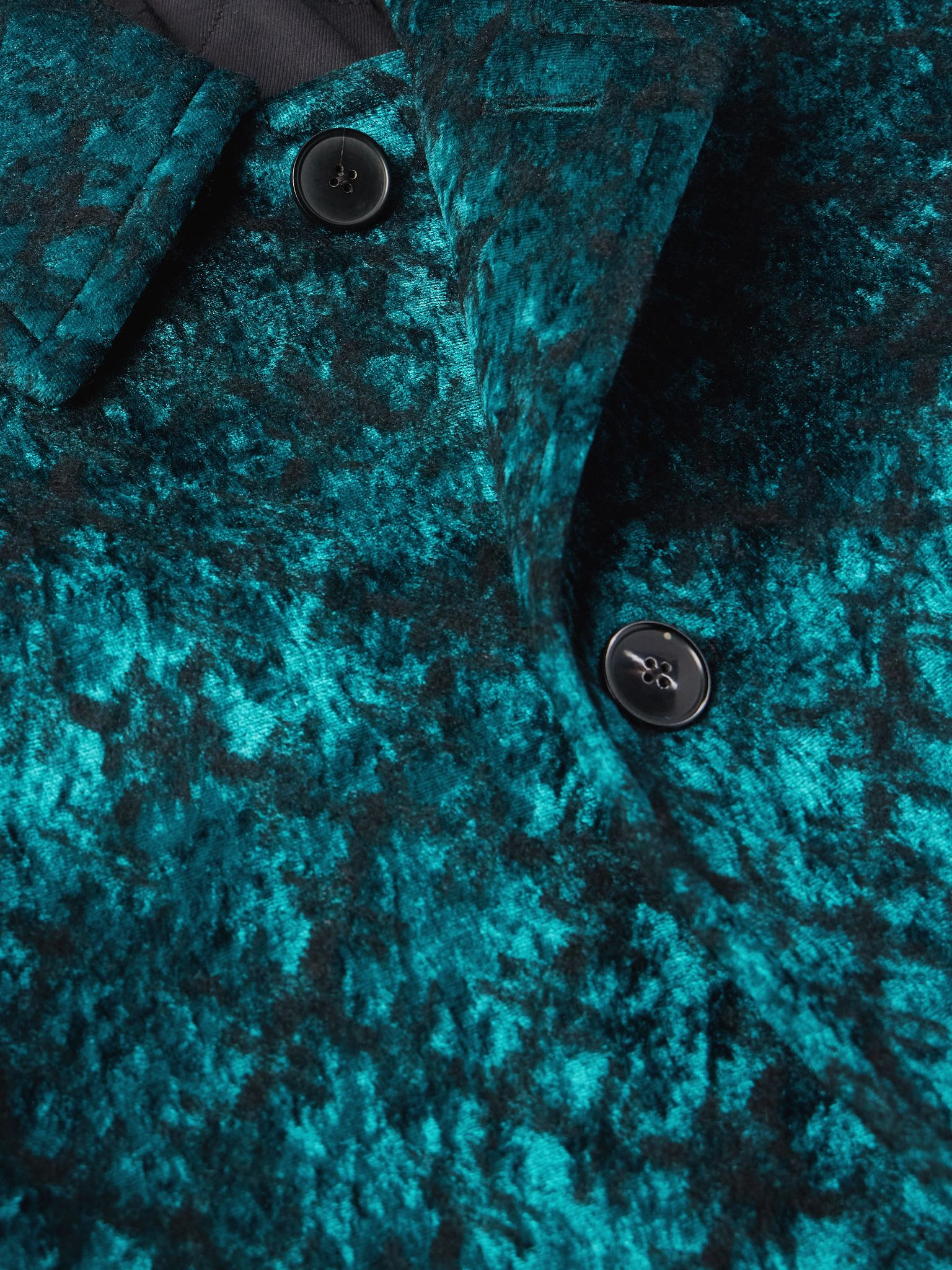 Oversized Jacquard-Velvet Coat Green - 5