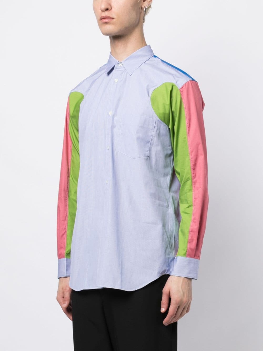 colour-block panelled cotton shirt - 3
