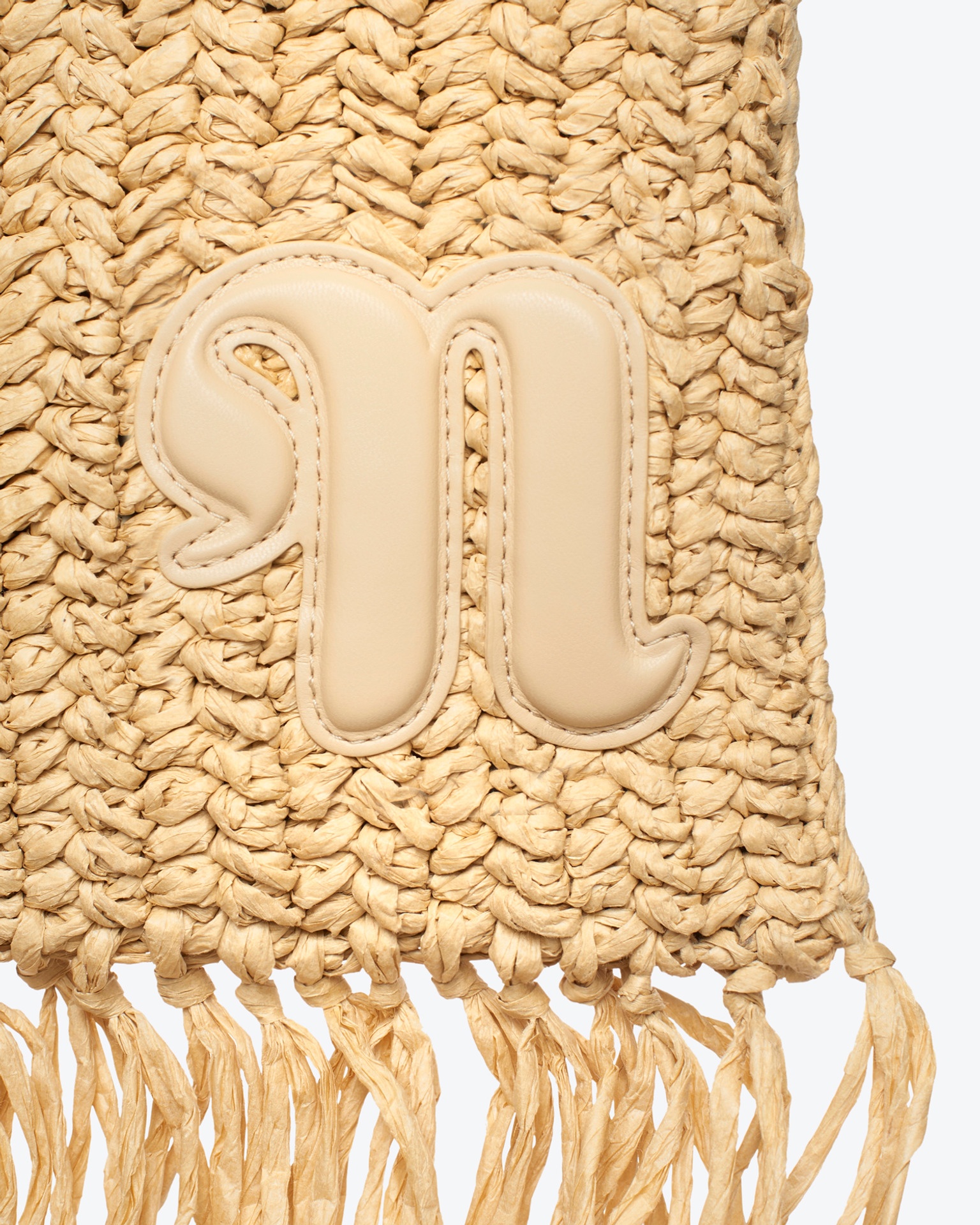 THE FRINGE BAGUETTE - Fringed raffia bag - Natural/almond - 4