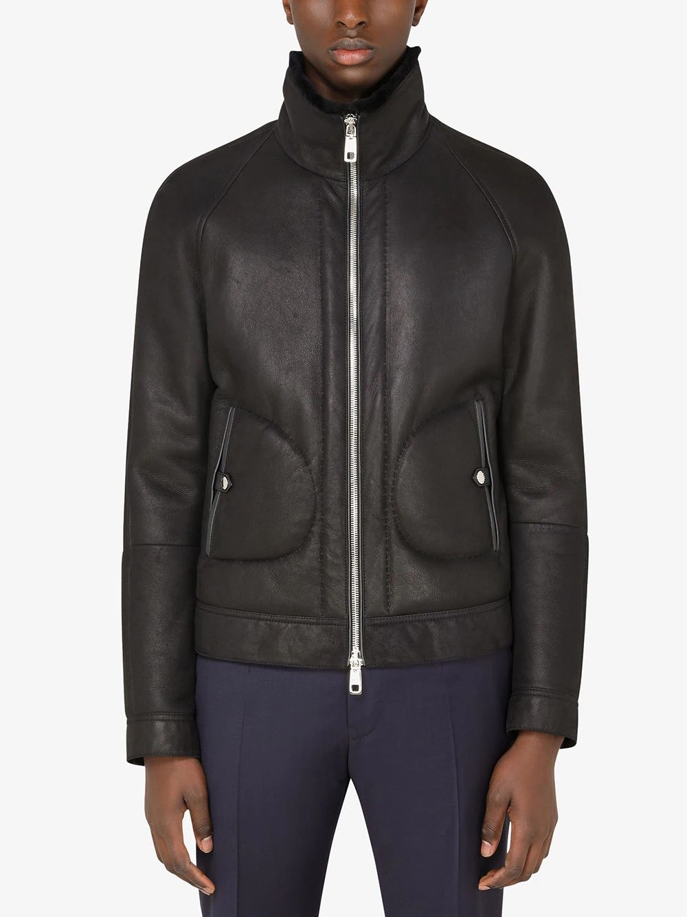 shearling lined bomber jacket - 3