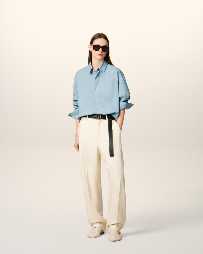 AMI Paris BLUE COTTON EMBOSSED AMI DE COEUR BOXY SHIRT outlook