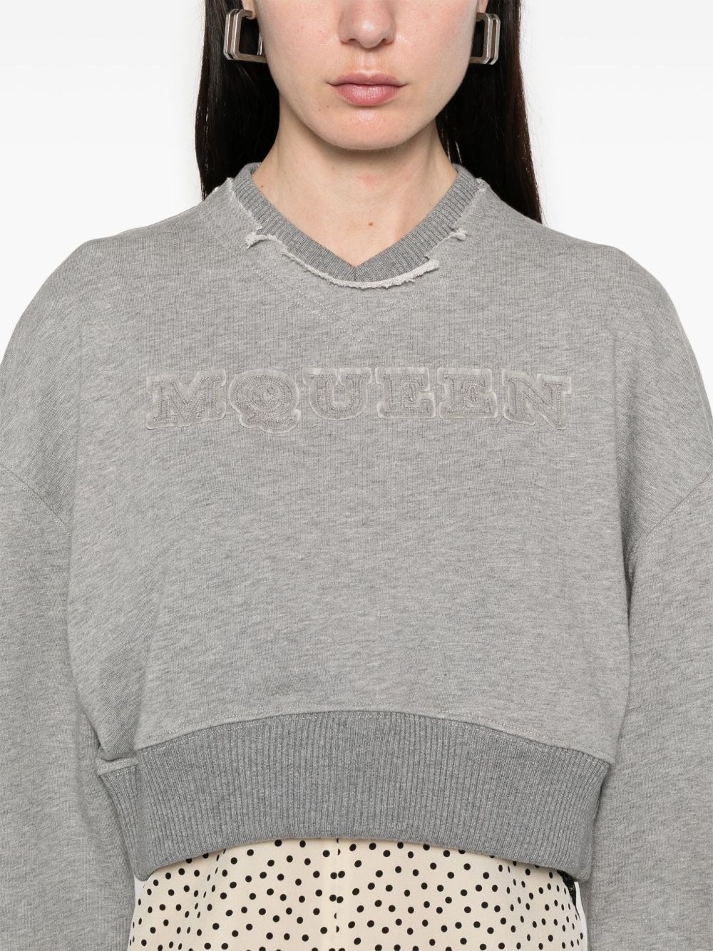 Logo cotton cropped sweatshirt - 3