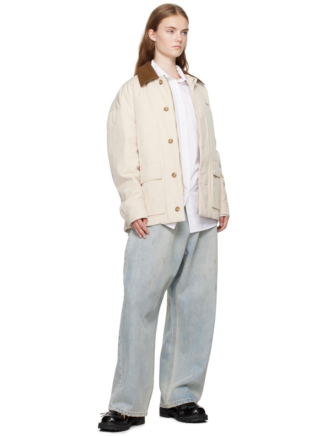 White High-Neck Collar Shirt - 4