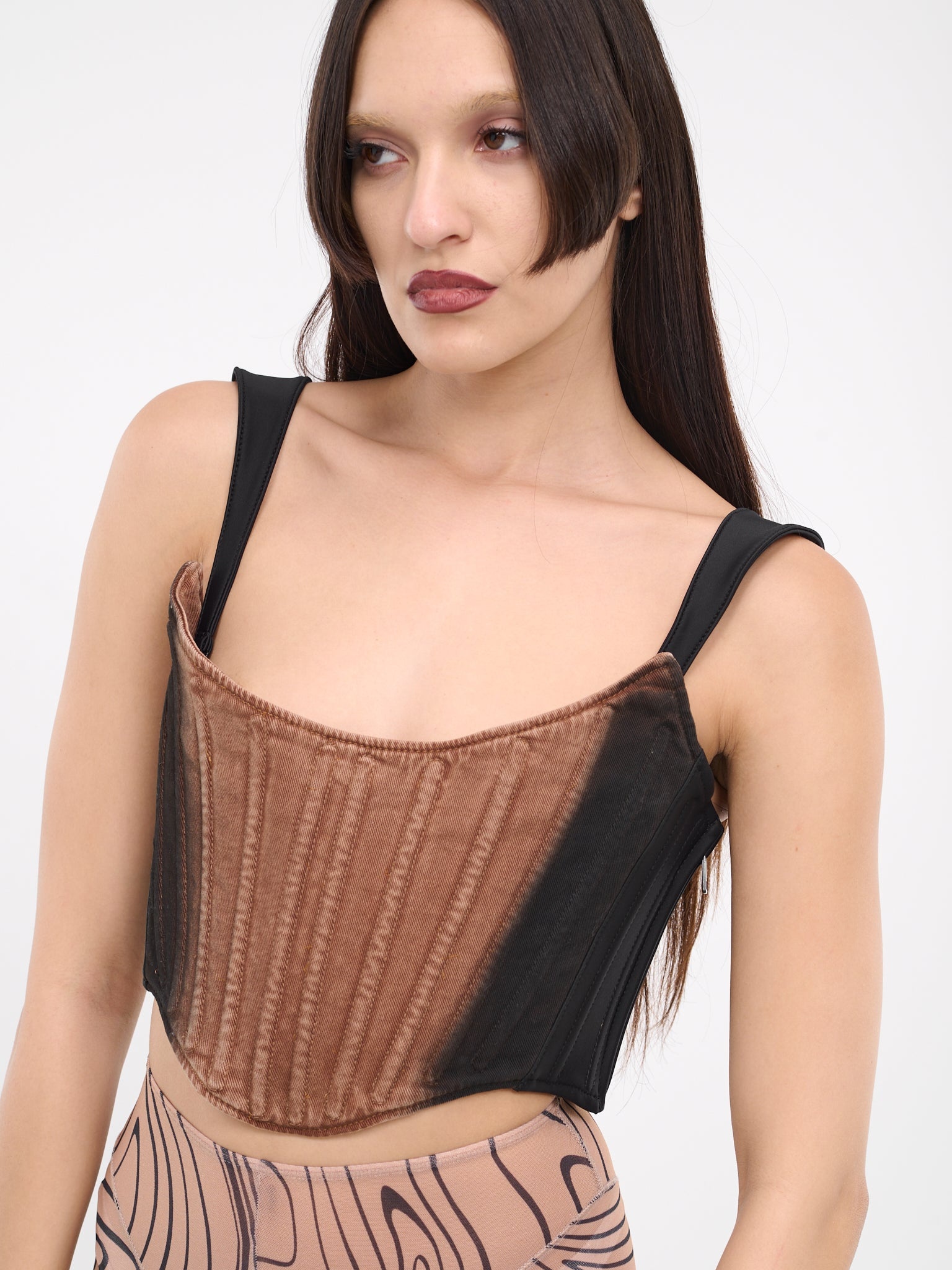 Bi-Material Denim Corset - 4