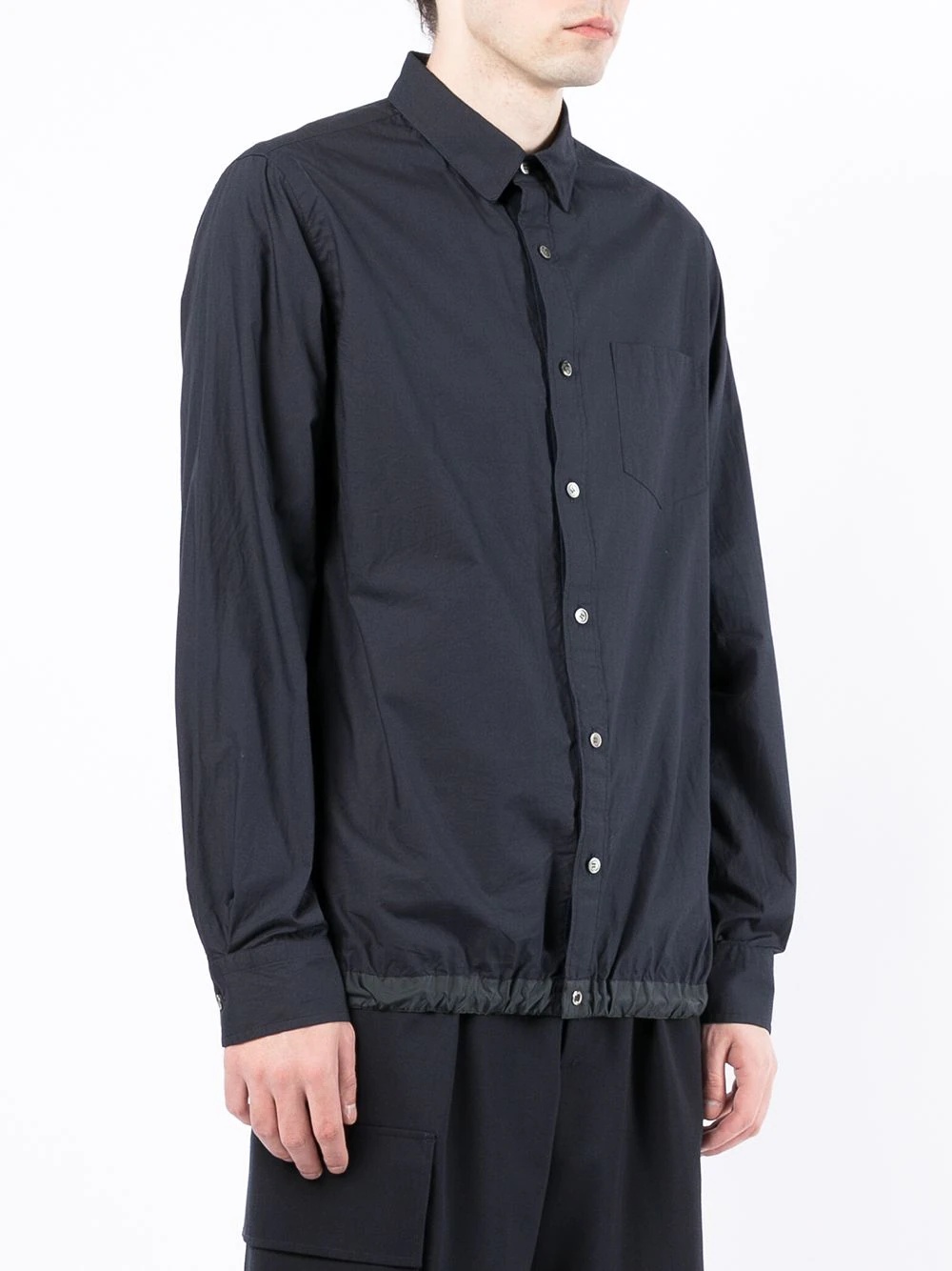 elasticated hem button-up shirt - 3