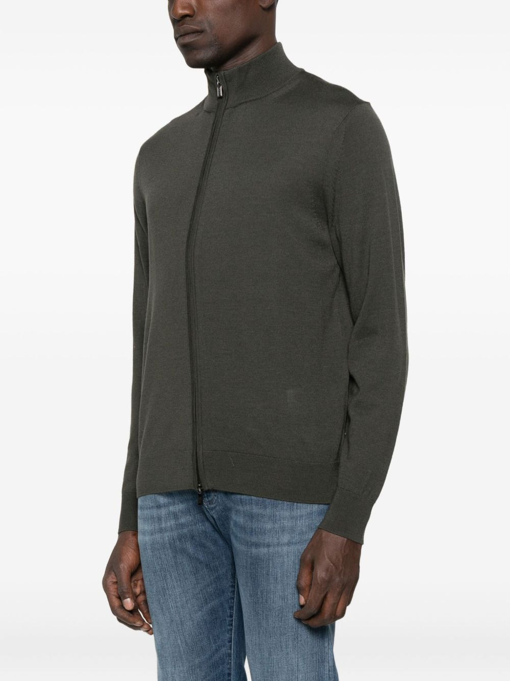 zip-up wool sweater - 3