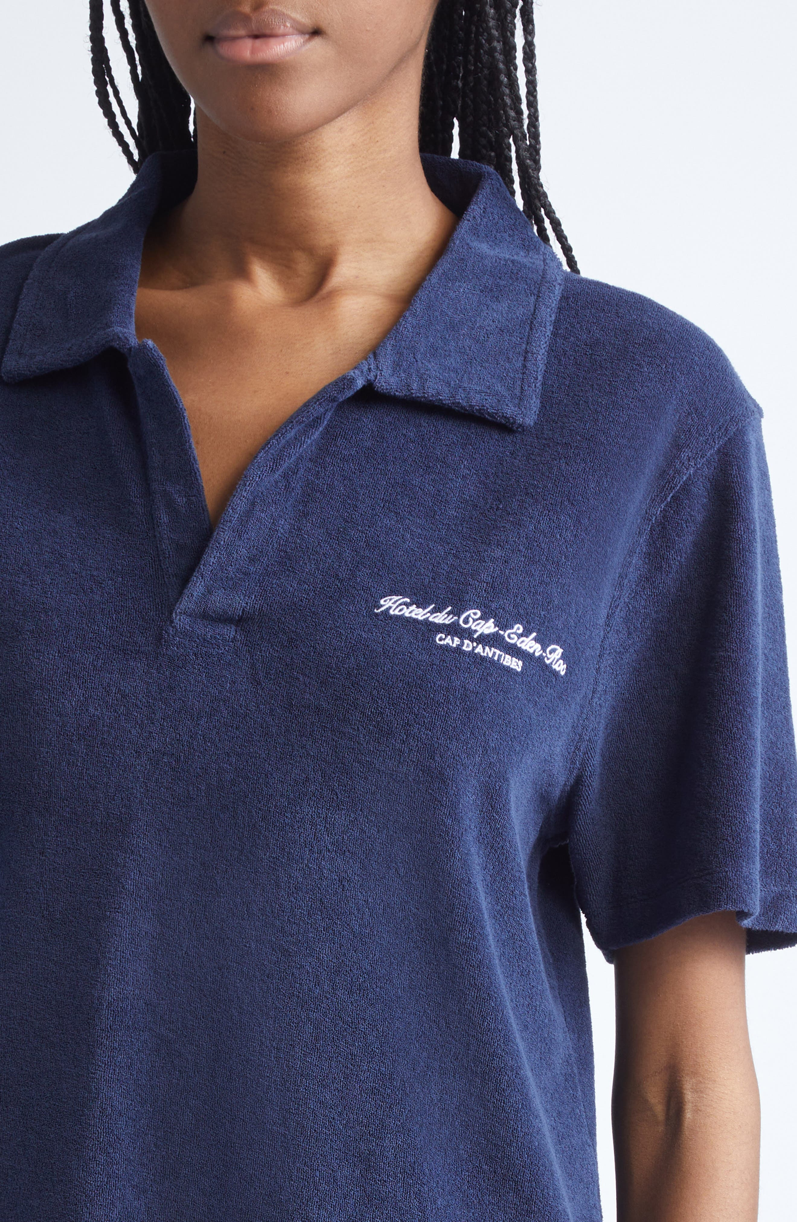 Sporty & Rich Eden Script Terry Polo in Dark Navy at Nordstrom - 5