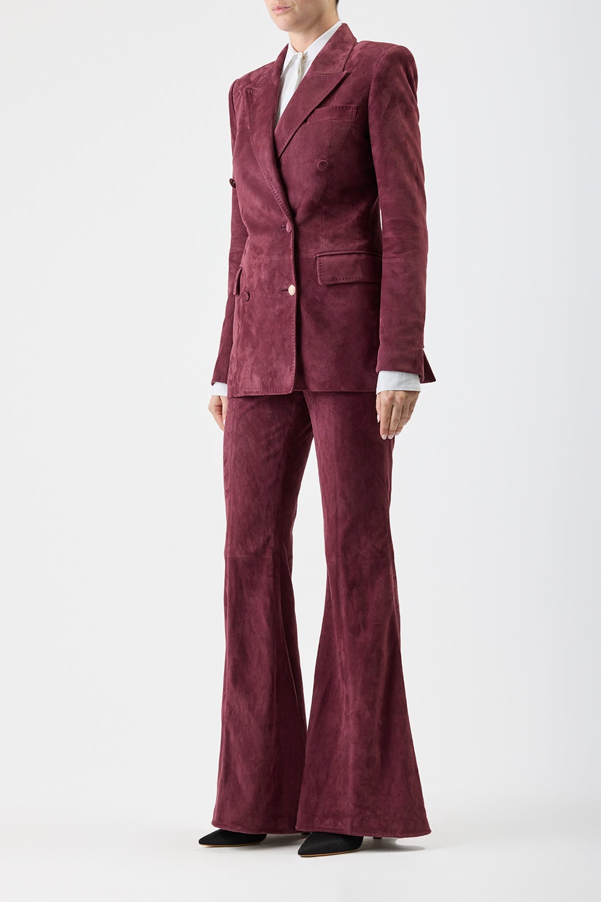 Rhein Pant in Deep Bordeaux Suede - 4