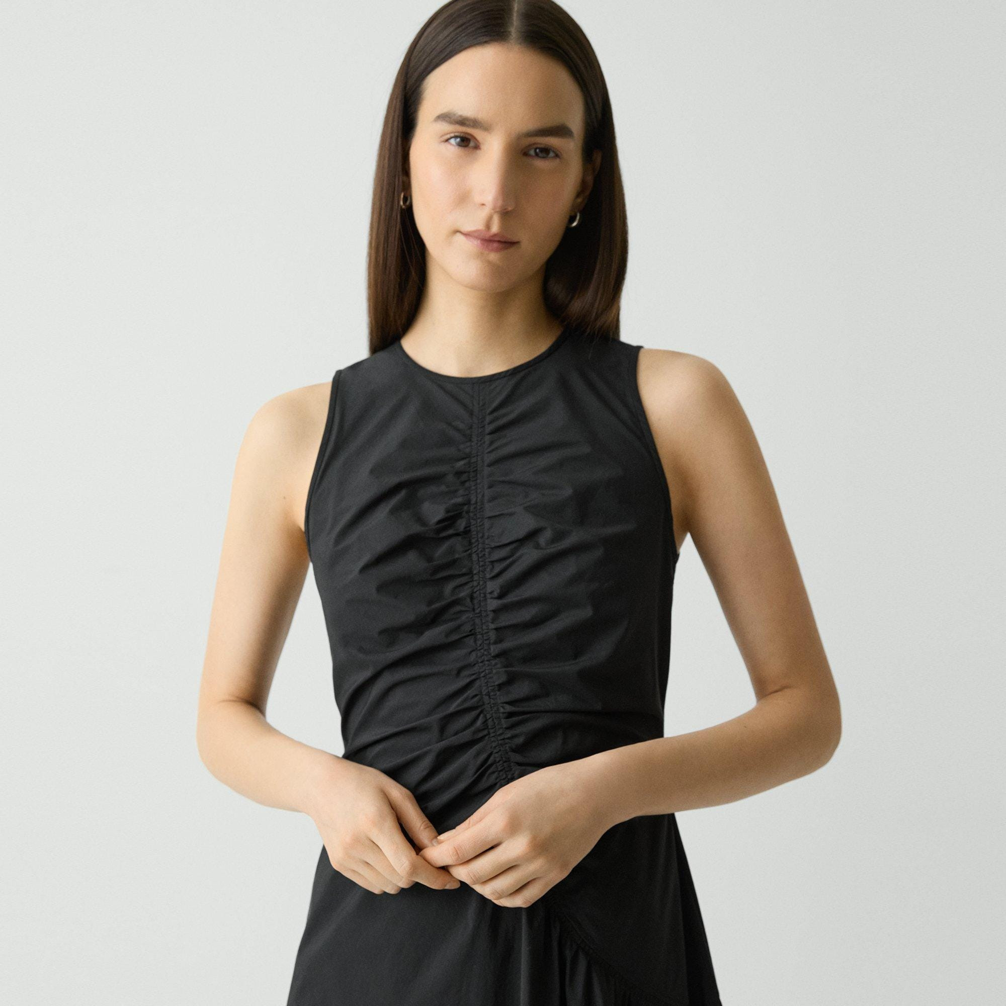 Ruched Asymmetrical Midi Dress in Cotton-Blend - 5