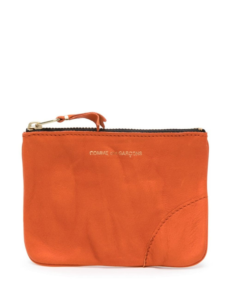 washed zip-up leather pouch 1