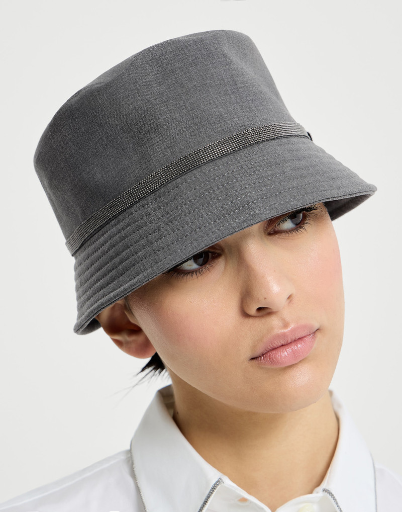 Tropical luxury wool bucket hat with shiny band 3