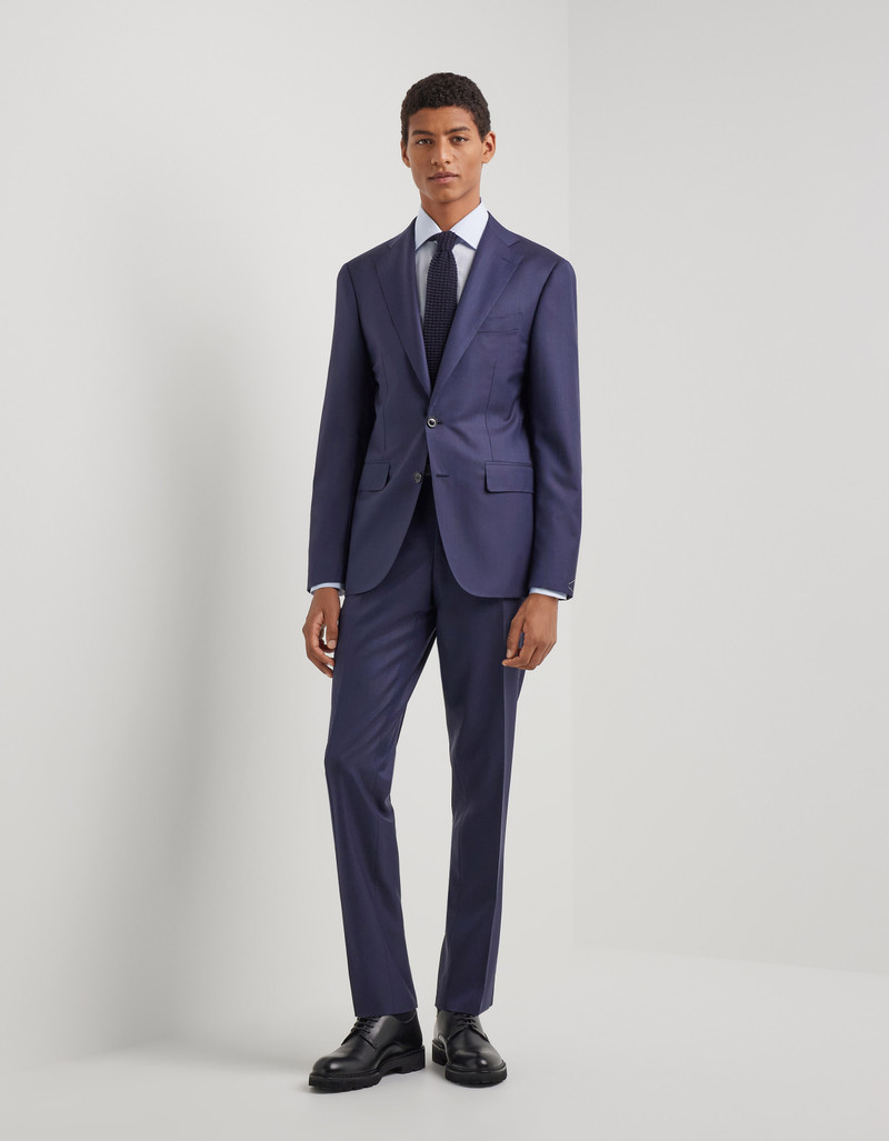 LIGHT BLUE DENIM-EFFECT WOOL REGULAR-FIT SUIT 136