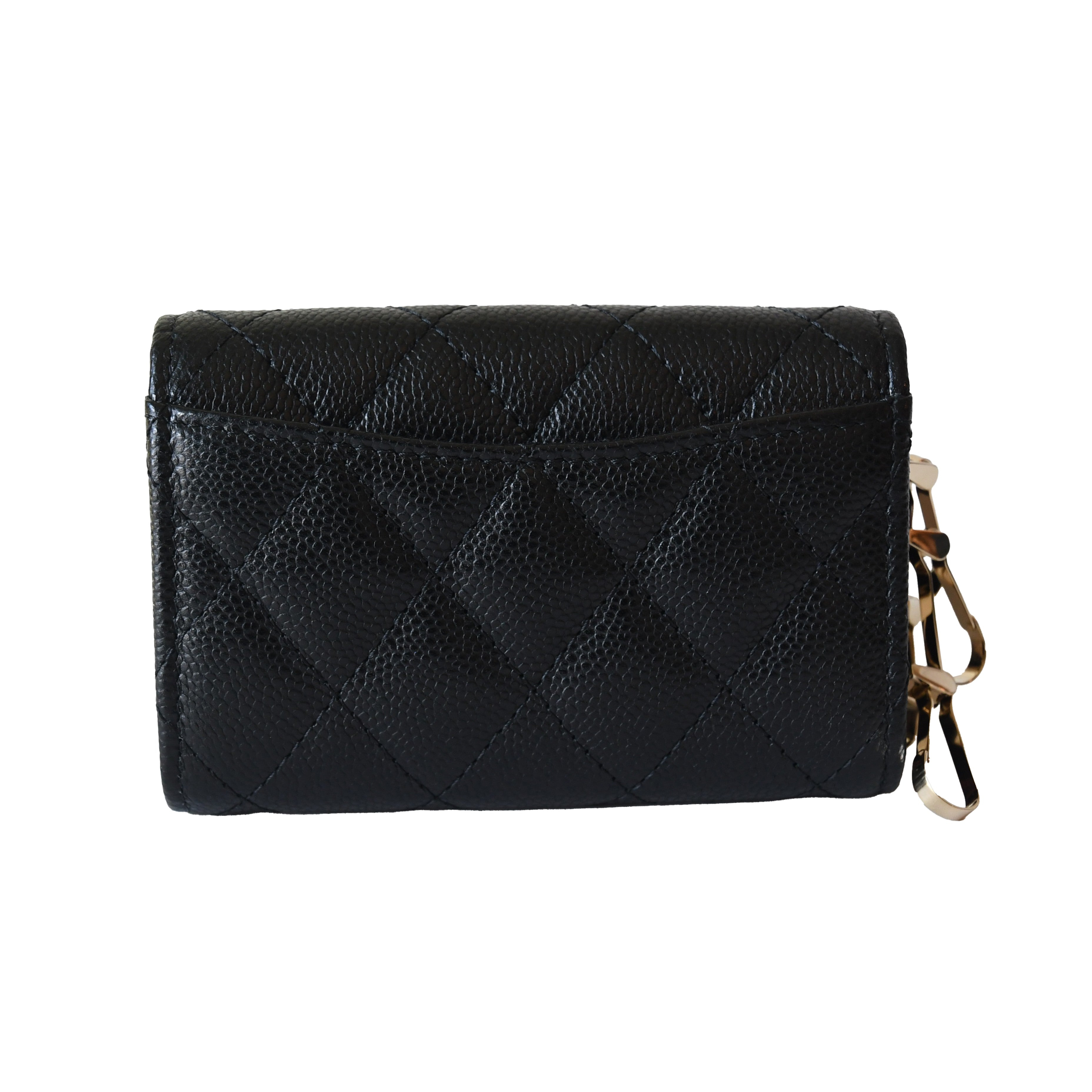 Chanel CC Caviar Quilted Classic 4 Key Holder Wallet Black - 2