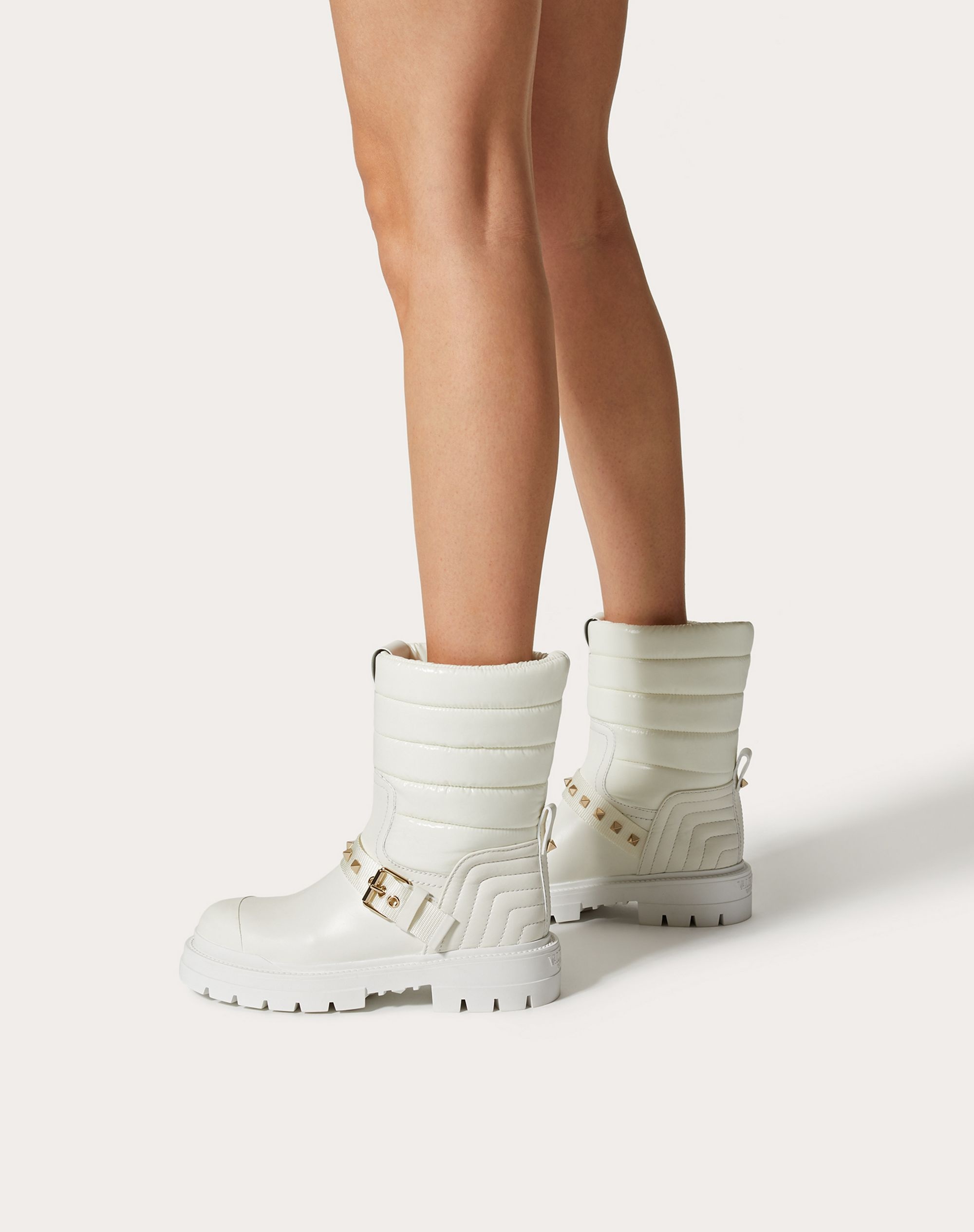 WATERPROOF CALFSKIN AND TECHNICAL NYLON ROCKSTUD ANKLE BOOT 20MM - 6