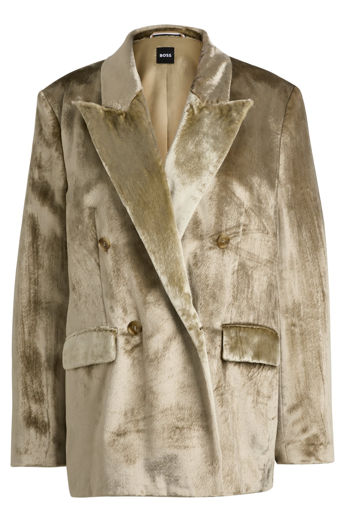 OVERSIZE-FIT DOUBLE-BREASTED JACKET IN PLUSH VELVET - 1