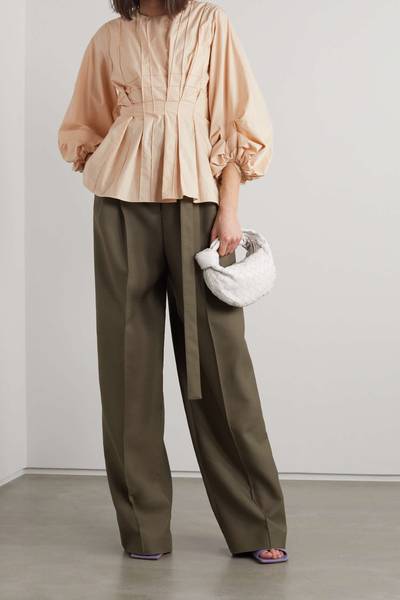 Roksanda Thea pleated coated-cotton peplum blouse outlook