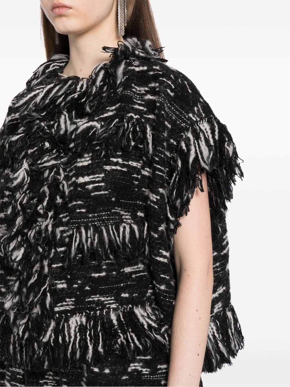 fringed-edge knitted jacket - 5