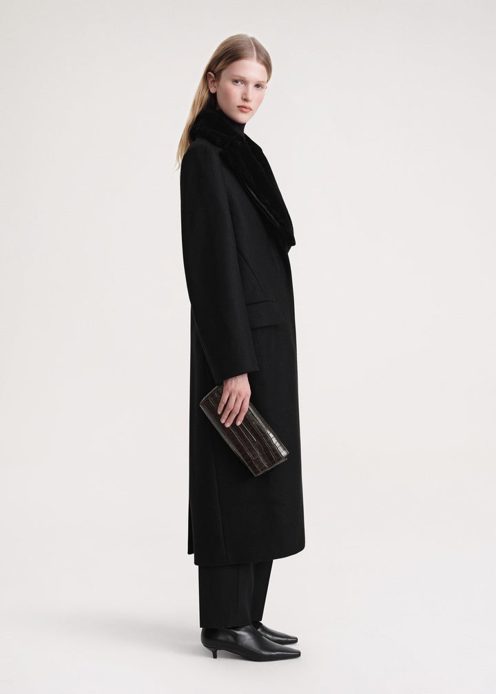 Shearling-collar coat black - 3