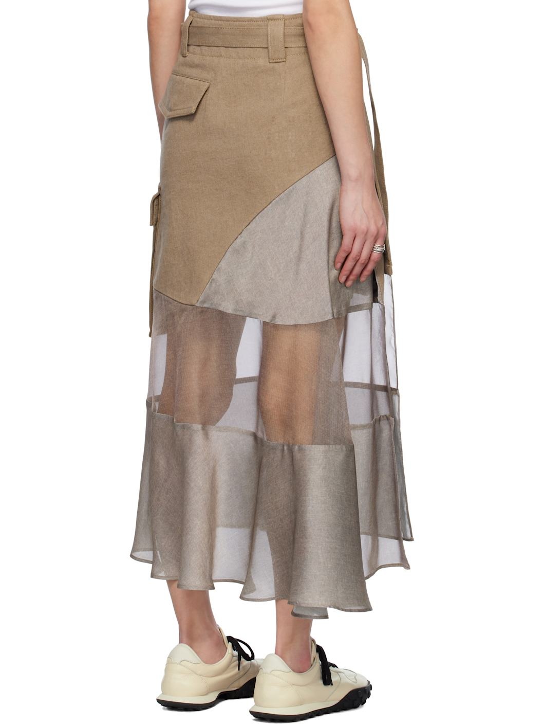 Beige Mix Denim Maxi Skirt - 3